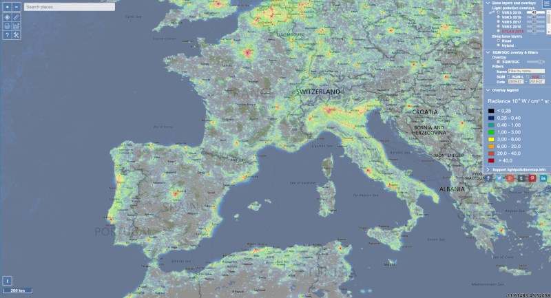 mapa contaminacion luminica